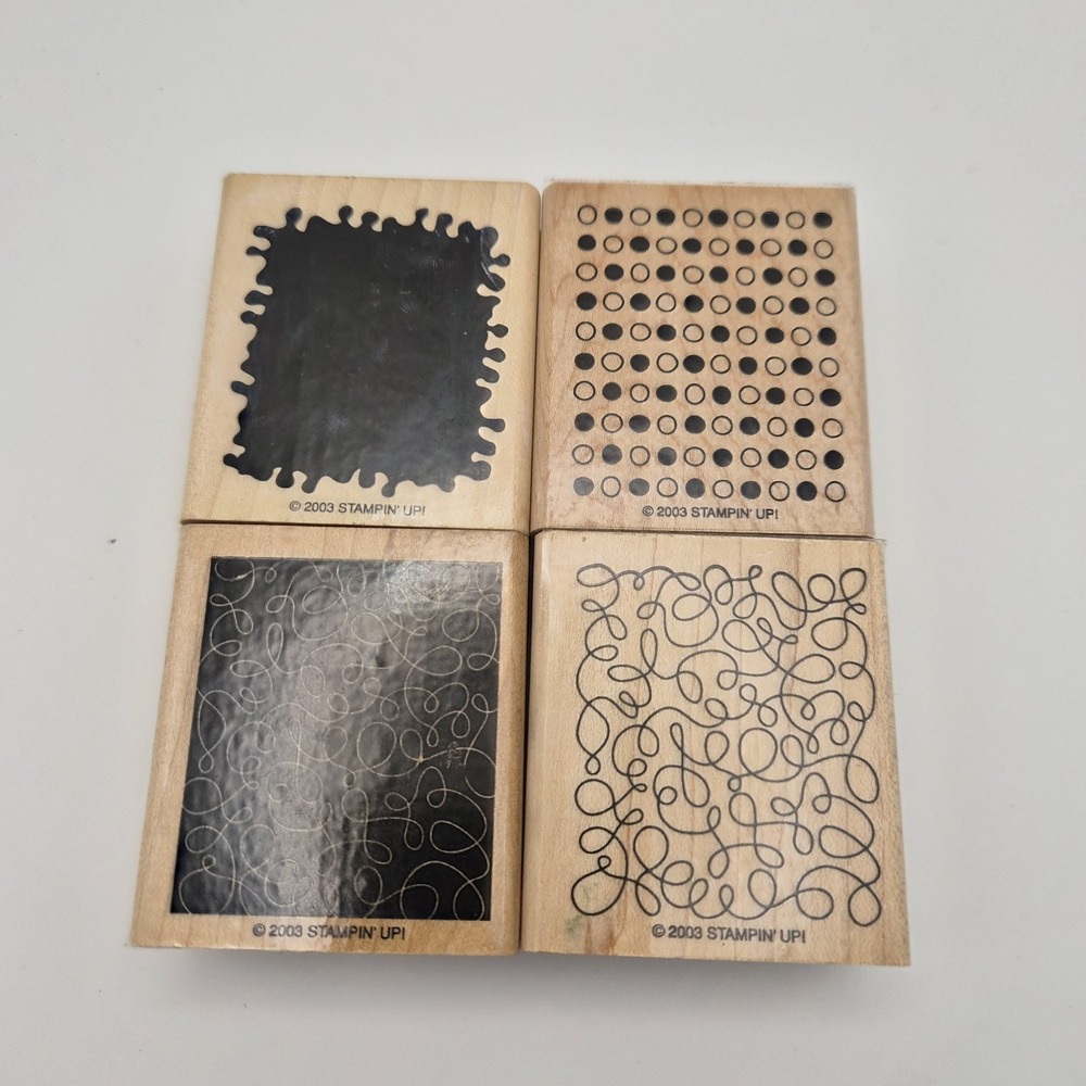 Stampin' Up! By Design 2003 Complete Set of 4 Background Wood Rubber Stamps